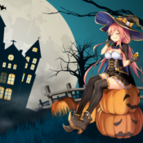 Anime Girl Halloween Live Wallpaper New Tab