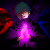 Satoru Gojo With Red and Blue Circles Live Wallpaper