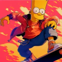 Bart Simpson Rides a Skateboard Live Wallpaper