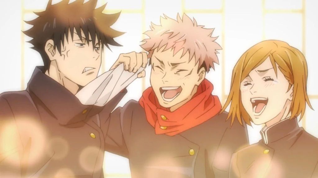 Yuji Itadoro, Nobara Kugisaki, and Megumi Fushiguro in Jujutsu Kaisen
