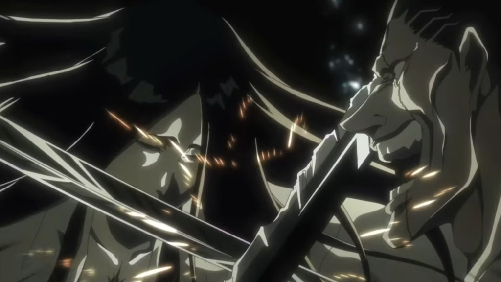 Bleach anime swordfight Kenpachi vs Unohana