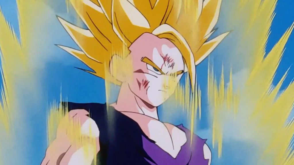 Gohan in Super Saiyan 2 form as seen in Cell Saga