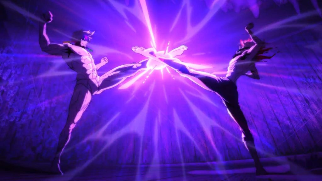 Okarun and Evil eye fighinting each other