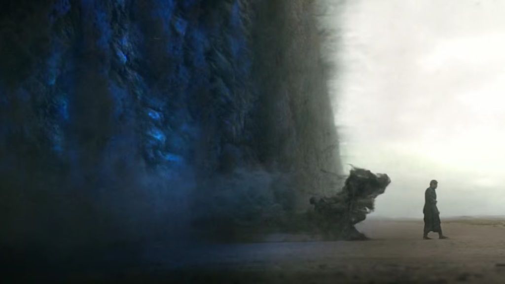 Kirigan appearing from the dark clouds as a shadow entity follows him
