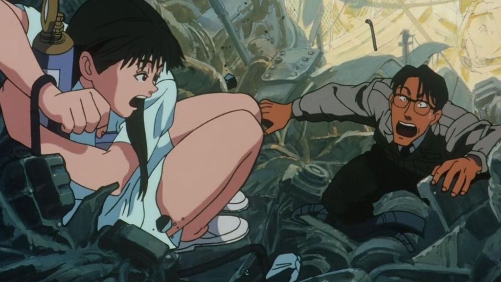Roujin Z character rescuing a female character