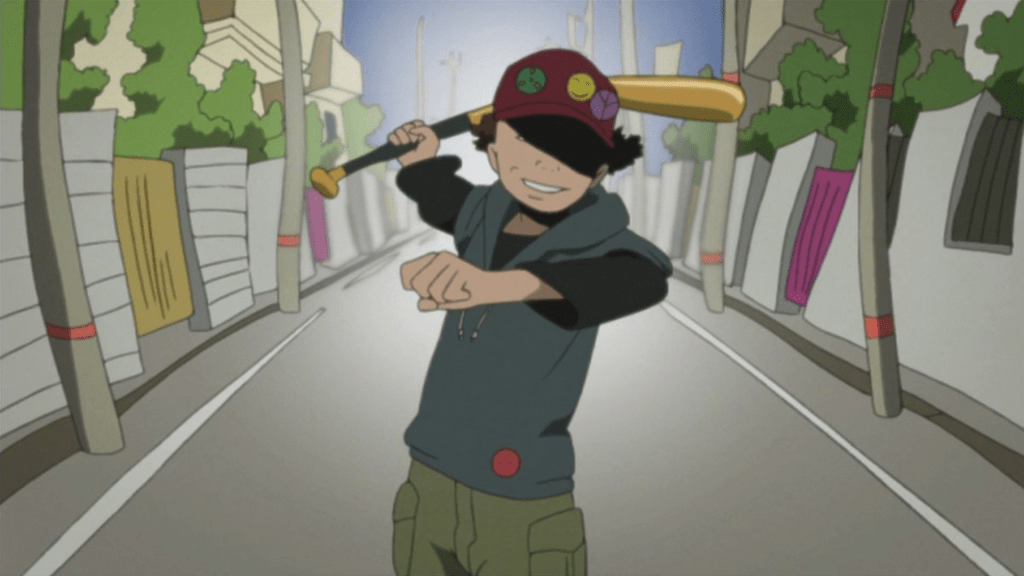 Paranoia Agent character swinging a bat